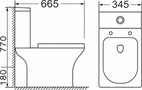 Tema Sprint 3100 Rimless Πισωστόμια – Λεκάνη με Καζανάκι 66cm