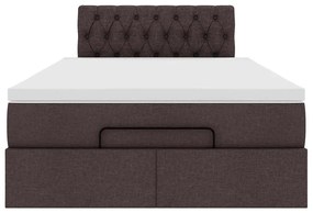 vidaXL Ottoman Κρεβάτι με Στρώμα Σκούρο Καφέ 120x200cm Ύφασμα