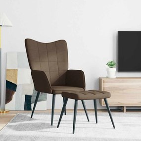 vidaXL Πολυθρόνα Relax Καφέ Υφασμάτινη με Σκαμπό