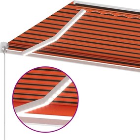 vidaXL Χειροκίνητη τέντα με ηλιακό LED 6 x 3 m