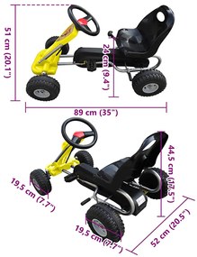 vidaXL Go Kart με Πετάλια Κίτρινο