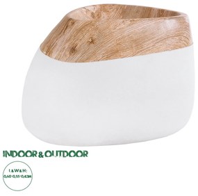 GloboStar® Artificial Garden PANDORA 20705 Επιδαπέδιο Πολυεστερικό Τσιμεντένιο Κασπώ Γλάστρα - Flower Pot Λευκό με Καφέ Μ60 x Π55 x Υ43cm