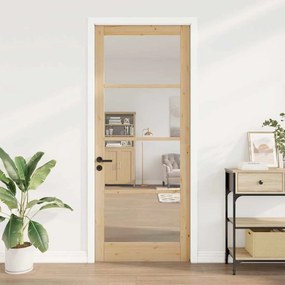 vidaXL Εσωτερική Πόρτα με Γυαλί Καφέ 93 x 232 εκ.