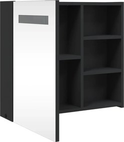 vidaXL Καθρέφτης Μπάνιου με Ντουλάπι &amp; LED Μαύρο 60 x 13 x 52 εκ.