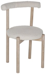 CHAIR ROUND SEAT- BEECH WOOD NATURAL-FABRIC WHITE 50x48x81Hcm.