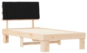 vidaXL Σκελετός Κρεβατιού με Επενδεδυμένο Κεφαλάρι Μαύρο 100 x 200 cm