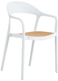 Πολυθρόνα Ember pakoworld με UV protection PP μπεζ- λευκό 52.5x56.5x81εκ.