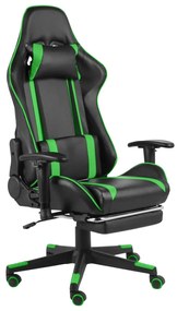 Καρέκλα Gaming Περιστρεφόμενη με Υποπόδιο Πράσινη PVC