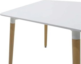 Τραπέζι Natali pakoworld MDF λευκό-πόδια σε φυσική απόχρωση 80x80x76εκ