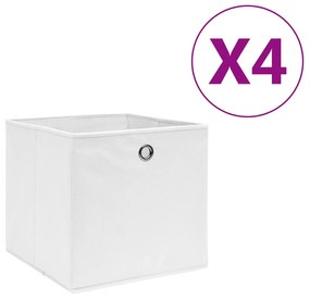 vidaXL Κουτιά Αποθήκευσης 4 τεμ. Λευκά 28x28x28 εκ. Ύφασμα Non-woven