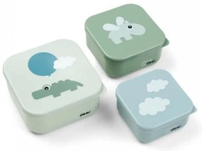 Σετ Μπολ Με Καπάκι Done By Deer 3τεμ. Happy Clouds Green