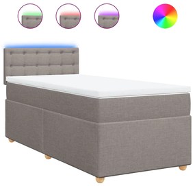 vidaXL Κρεβάτι Boxspring με Στρώμα Taupe 100 x 200 εκ. Υφασμάτινο