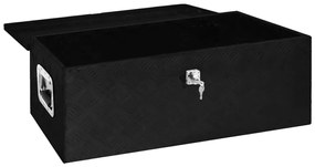 vidaXL Κουτί Αποθήκευσης Μαύρο 90x47x33,5 εκ. από Αλουμίνιο