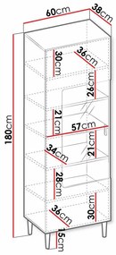 Βιτρίνα Comfivo H107, Μαύρο, Με πόρτες, 180x60x40cm, 38 kg | Epipla1.gr