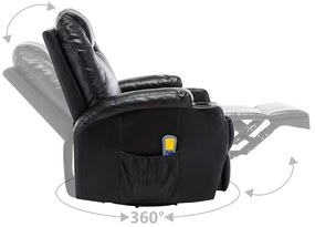 vidaXL Πολυθρόνα Μασάζ Ανακλινόμενη Μαύρη από Συνθετικό Δέρμα