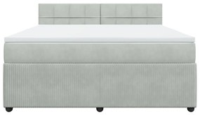 vidaXL Κρεβάτι Boxspring με Στρώμα Ανοιχτό Γκρι 180x200 εκ. Βελούδινο