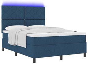 vidaXL Κρεβάτι με Σκελετό & Στρώμα & LED Μπλε 140x200 εκ Ύφασμα