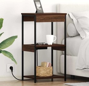 vidaXL Κομοδίνο με ράφι Καφέ δρυς 41 x 31 x 76 εκ. Επεξεργασμένο ξύλο