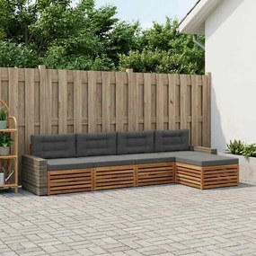 vidaXL Σειρά Καναπέ Εξωτερικού 5 pcs Φυσικό και Ανθρακί Πολυεστέρας