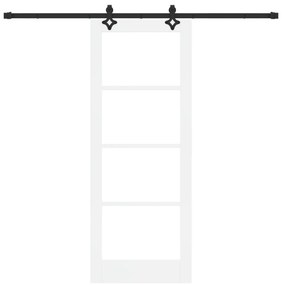 vidaXL Συρόμενη Πόρτα  με Σετ Υλικών Λευκή 78x202 εκ. Συμπαγές Ξύλο Πεύκου
