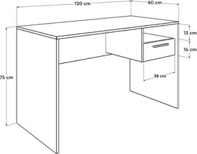 Γραφείο εργασίας Concept Megapap χρώμα καρυδί 120x60x75εκ.