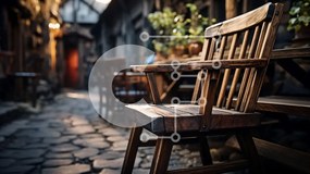 Intra Συλλεκτικό Ξύλινο Παζλ Plywood  4mm - Ξύλινη καρέκλα στη λιθόστρωτη οδό σε ένα σοκάκι Σε Ξύλινο Κουτί - Διαστάσεις Puzzle: 10x10 cm – 25 κομμάτια