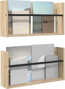 vidaXL Ράφι Περιοδικών με ράφι 2 pcs Δρύς Sonoma 60 x 12 x 30 εκ