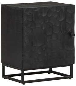 Κομοδίνο Μαύρο 40x30x50 εκ. από Μασίφ Ξύλο Μάνγκο και Σίδερο