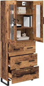 vidaXL Highboard με συρτάρι 2 pcs Παλιό Ξύλο Επεξεργασμένο ξύλο