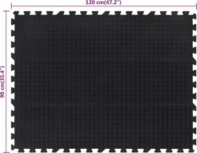 vidaXL Δάπεδο Προστασίας Παζλ Μαύρο 12 χιλ. 90 x 120 εκ. Καουτσουκ