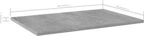 vidaXL Ράφια Βιβλιοθήκης 4 τεμ. Γκρι Σκυροδ. 60x40x1,5 εκ. Επεξ. Ξύλο