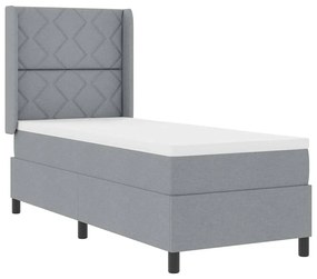 vidaXL Κρεβάτι με Στρώμα & LED Γκρι 90x190 εκ, Υφασμάτινο