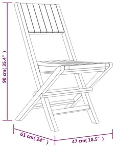 Καρέκλες Κήπου Πτυσσόμενες 4 τεμ. 47x61x90 εκ. Μασίφ Ξύλο Teak - Καφέ