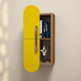 Ράφι Τοίχου Καρυδί / Κίτρινο OORO 35x22x60
