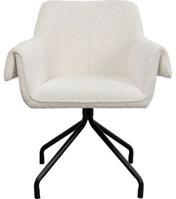 Καρέκλα Περιστρεφόμενη Bess Μπουκλέ Λευκή 84x70x62εκ. - Λευκό