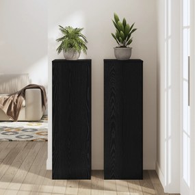 vidaXL Βάση Φυτών Μαύρη Βελανιδιά 33 x 33 x 100 cm - Ξύλο Κατασκευής
