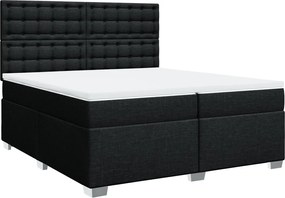 vidaXL Κρεβάτι Boxspring με Στρώμα Μαύρο 200x200 εκ. Υφασμάτινο