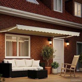 vidaXL Χειροκίνητη αναδιπλούμενη τέντα με LED 4,5 x 3 μ