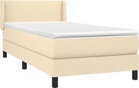 vidaXL Κρεβάτι Boxspring με Στρώμα Κρεμ 90x190 εκ.Υφασμάτινο