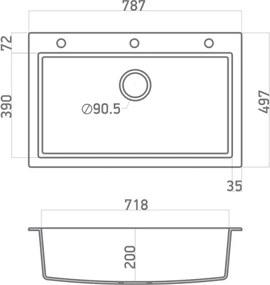 Sanitec Ultra Granite 808 (79x50) - Γρανιτένιος νεροχύτης - Sabbia