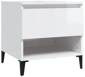 vidaXL Βοηθητικό Τραπέζι Γυαλιστ. Λευκό 50x46x50εκ. Επεξεργασμένο Ξύλο