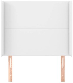 Κεφαλάρι με Πτερύγια Λευκό 93x16x118/128 εκ. Συνθ. Δέρμα 3119379