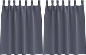 vidaXL Κουρτίνες Μαύρης Ύφανσης με Δαχτυλίδια 2 pcs Ανθρακί