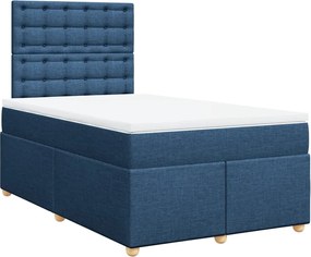 vidaXL Κρεβάτι Boxspring με Στρώμα Μπλε 120x190 εκ. Υφασμάτινο