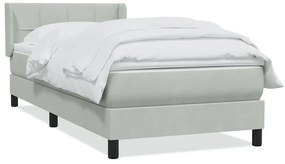 vidaXL Box Spring κρεβάτι με στρώμα ανοιχτό γκρι 80x220 cm Βελούδινο