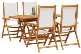 vidaXL Σέτ φαγητού για κήπο 5 pcs Κρεμ λευκό Μασίφ ξύλο ακακίας
