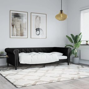Καναπές Κρεβάτι Μαύρο 80 x 200 εκ. από Συνθετικό Δέρμα - Μαύρο