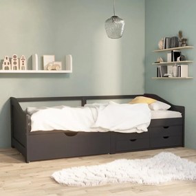 vidaXL Καναπές Κρεβάτι 3 Θέσεων με Συρτάρια Γκρι 90x200 εκ Μασίφ Πεύκο