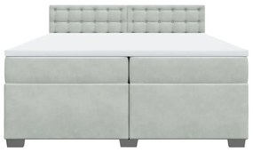 vidaXL Κρεβάτι Boxspring με Στρώμα Ανοιχτό Γκρι 200x200 εκ. Βελούδινο
