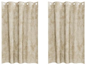 vidaXL Κουρτίνα με κουρτίνες 2 pcs Κρεμ 175 x 140 εκ. Βελούδο